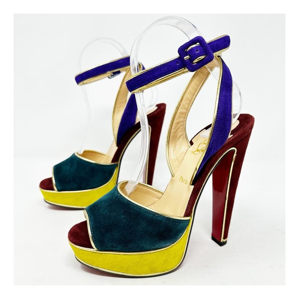 Christian Louboutin Louloudance Colorblock Platform Sandals Womens Size EU 37